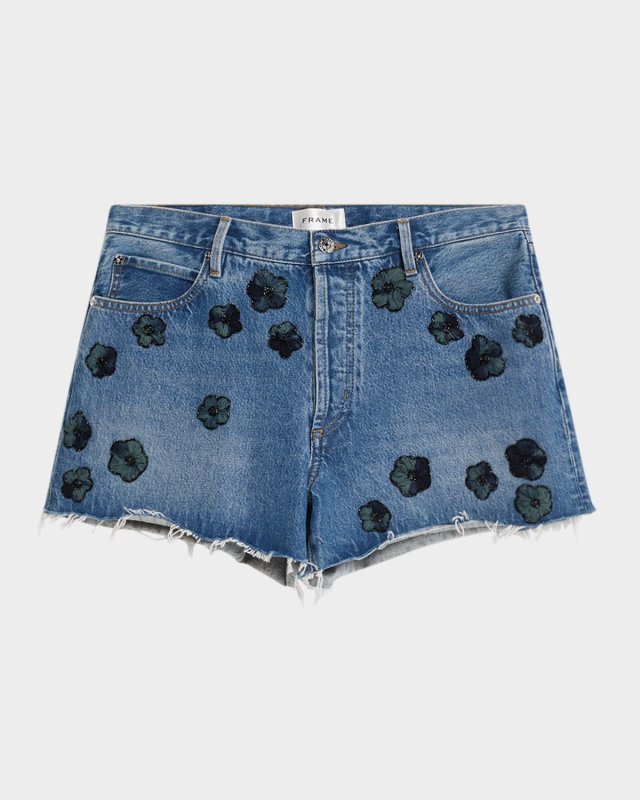The Hang Embellished Denim Shorts